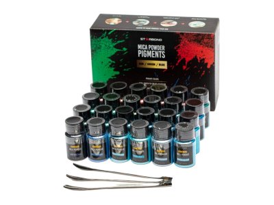 Zoom bild av Starbond Mica Pulver Pigment Set - Röd, Grön och Blå Palett - 24 x 10g Flaskor