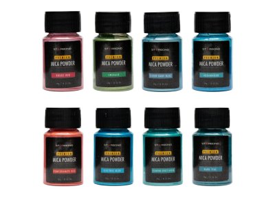 Zoom bild av Starbond Mica Pulver Pigment Set - Röd, Grön och Blå Palett - 24 x 10g Flaskor