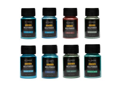 Zoom bild av Starbond Mica Pulver Pigment Set - Röd, Grön och Blå Palett - 24 x 10g Flaskor